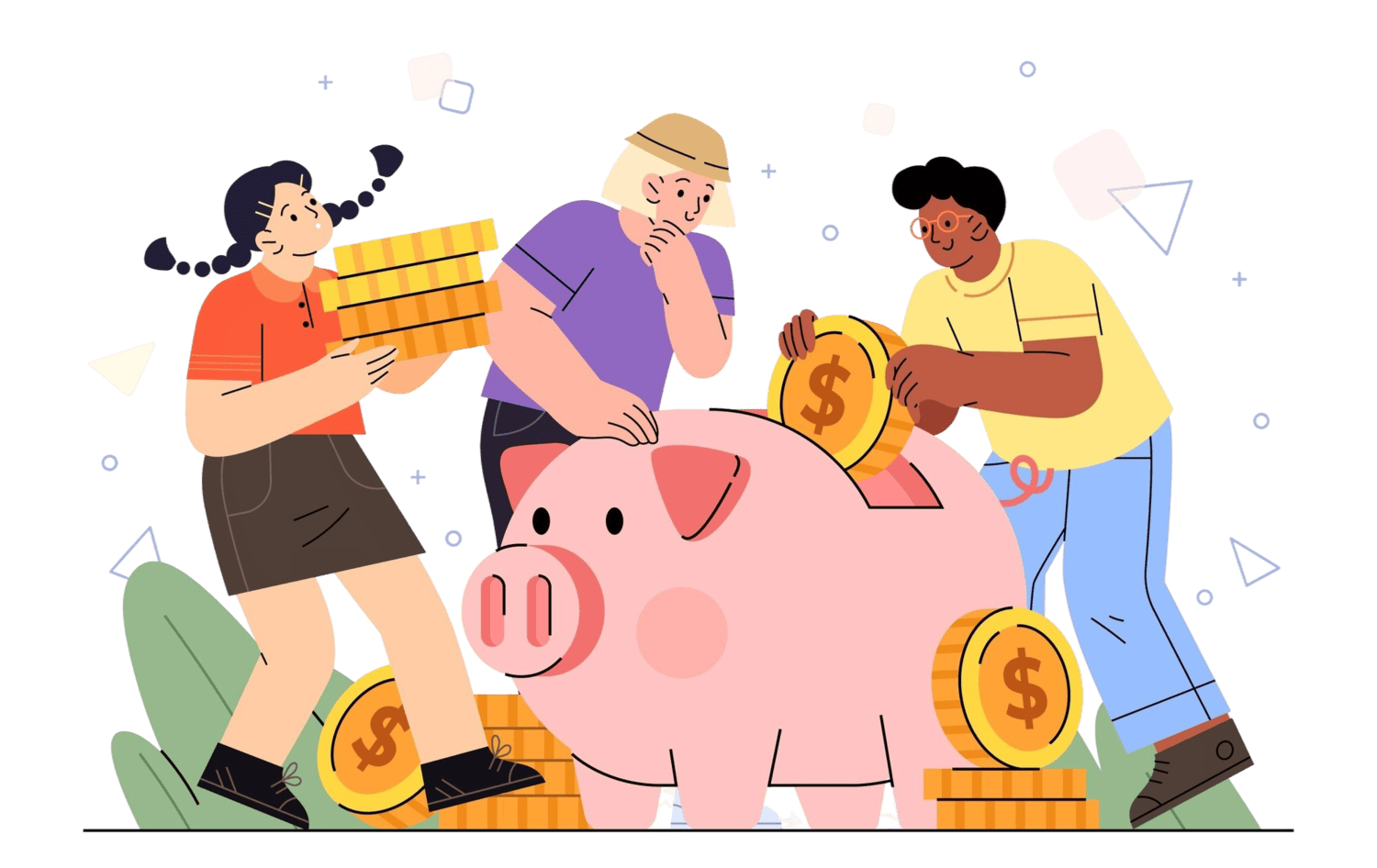 hand drawn frugality illustration on how to save money