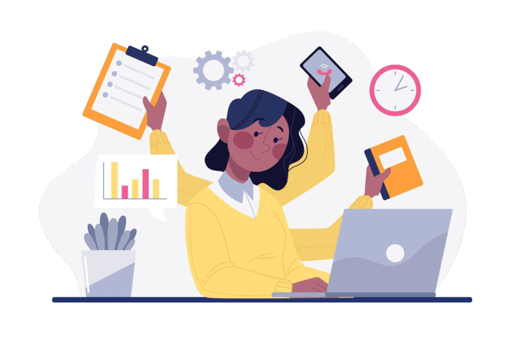 multitasking business woman earning money online