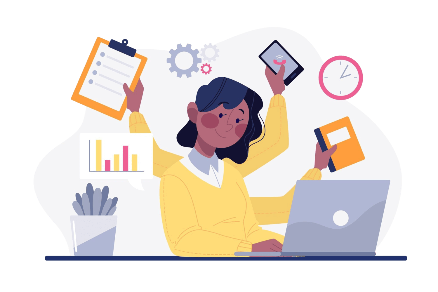 multitasking business woman earning money online